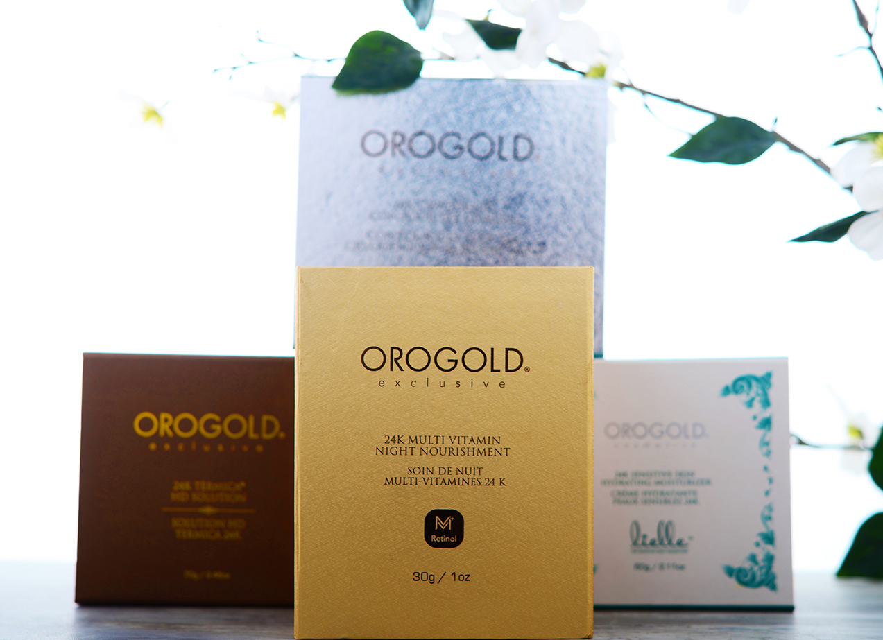 Various Orogold products in a triangle arrangement